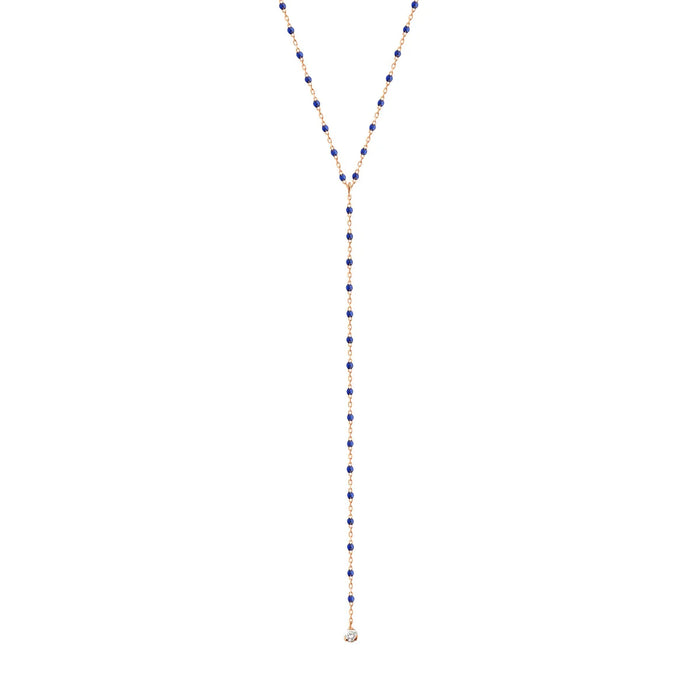 Collier noir Mini gigi party Y, or rose, 1 diamant gigi Clozeau