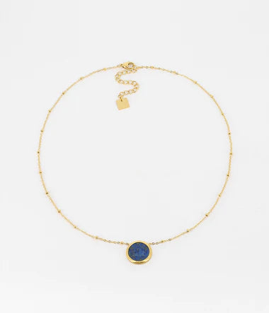 Collier Pearly – Lapis lazuli / Acier doré - Zag Bijoux