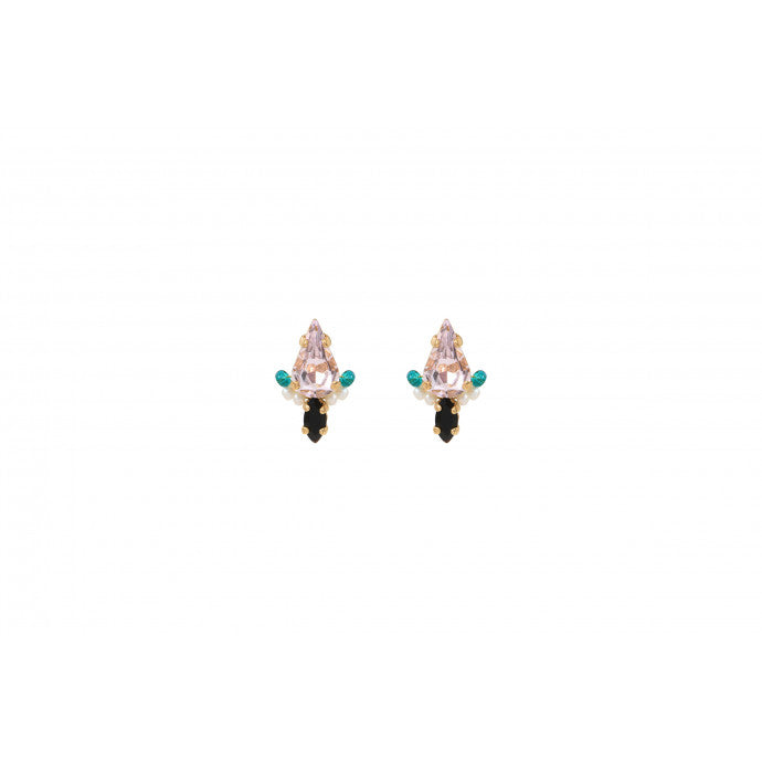 Boucles d'oreilles percées-cristaux-perles du Japon-rose-Joyce-Satellite