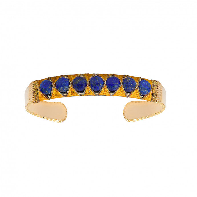 Bracelet jonc ajustable tissé lapis-lazuli Satellite